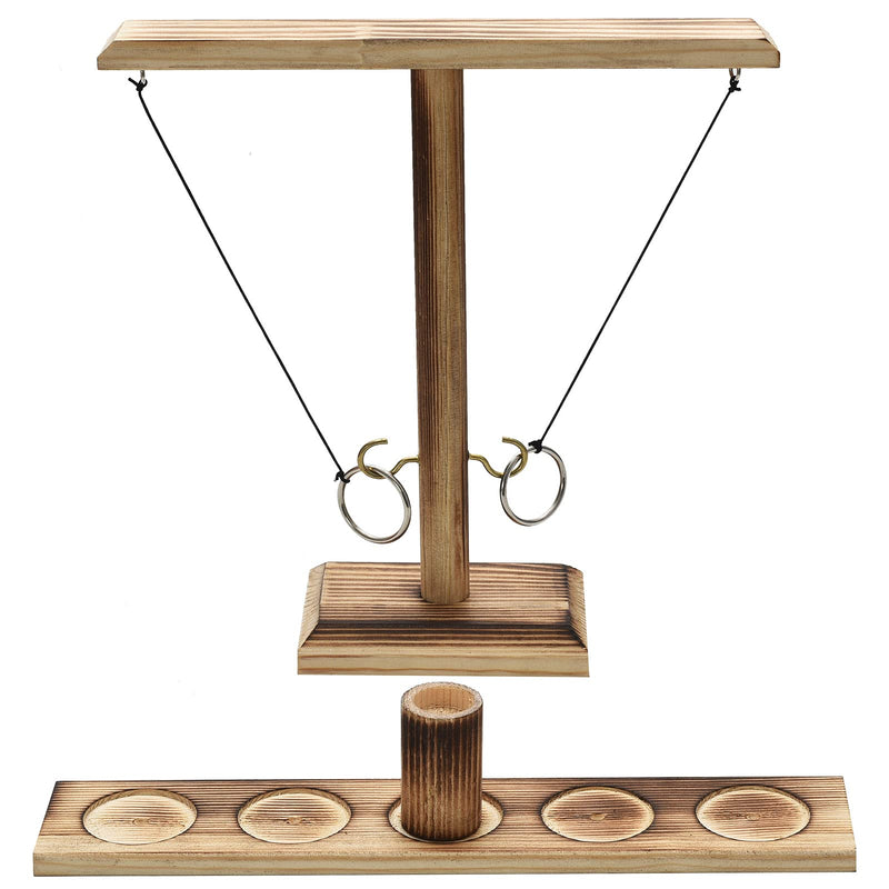 Hook and Ring Game Handmade Wooden Toss Game Screw Fixed Ring Toss Game Ring Toss Tabletop Game Party Games Backyard Games for Kids and Adults carbon black - BeesActive Australia