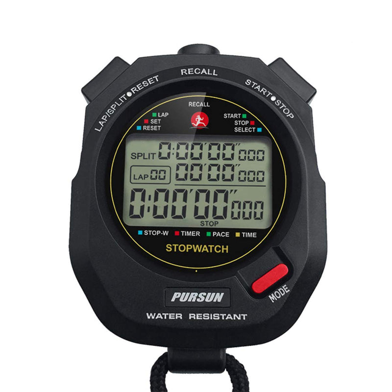 Sport Stopwatch Timer with 100X2laps Split Memory/0.001second Timing,Professional Recall Stop Watch Large Display Alarm Clock Multifunctional for Coach Referee Swimming Running Marathon Competition - BeesActive Australia
