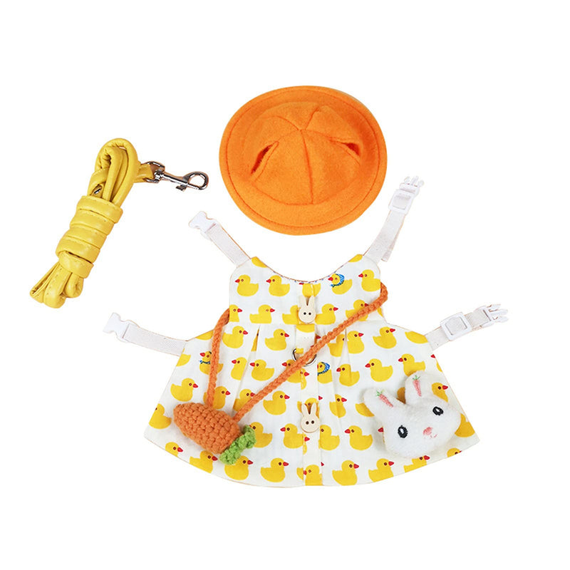 Guinea Pig Clothes,Soft Bunny Ferret Clothes with Pet Rabbit Harness and Leash Mini Hat Bag Cute Brooch for Kitten Small Animal Collars DuckYellow - BeesActive Australia