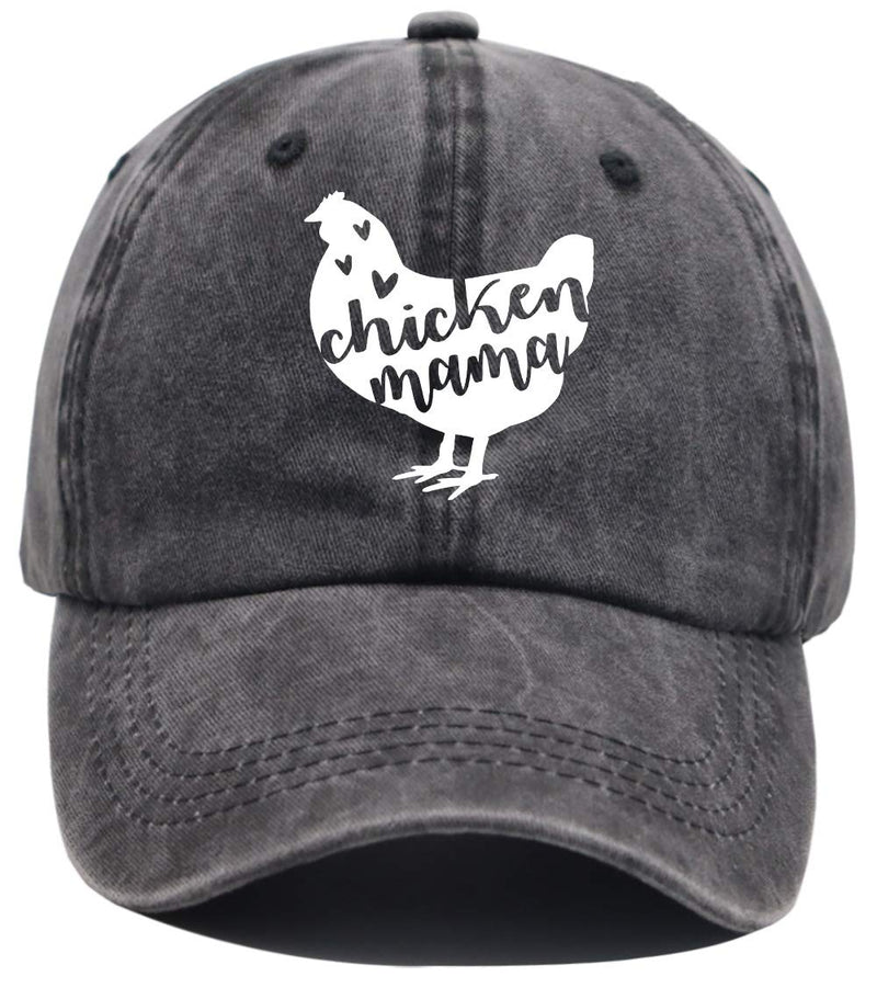 Chicken Mama Hat, Farm Hen Baseball Cap Vintage Washed Distressed Denim Adjustable Dad Hats … Chicken Mama Black One Size - BeesActive Australia
