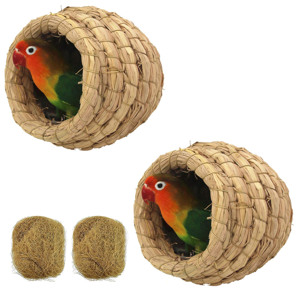 2Pcs Birdcage Straw, Lucky Interests Natural Fiber Simulation Birdhouse, Resting Breeding Place for Birds, Handmade Birds Nest Straw Bird, Hideaway from Predators, Provides Shelter from Cold Weather - BeesActive Australia