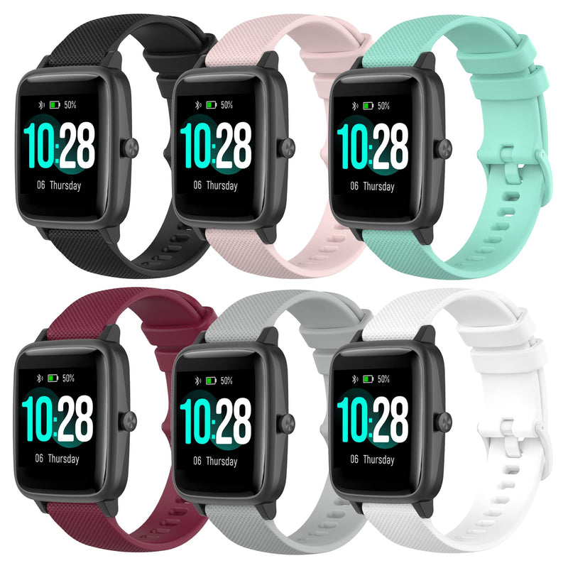 6-Pack Silicone Bands Compatible with YAMAY SW020 SW021 SW023 ID205 ID205L ID205U Smart Watch Band, Replacement Quick Release Soft Silicone Bands for Women Multicolor6-Pack - BeesActive Australia