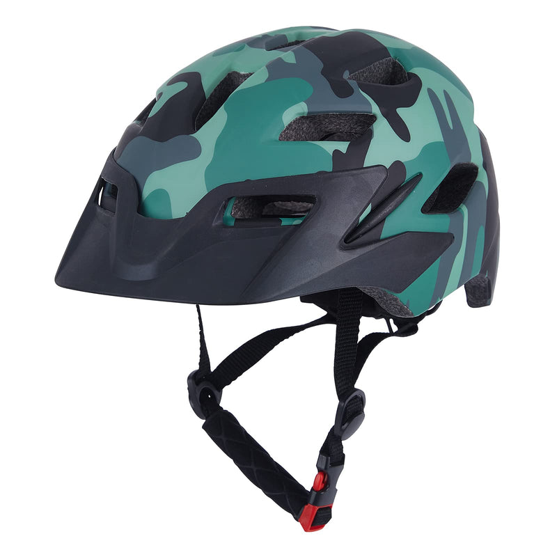 Kids Youth Bike Helmet, Adjustable Boys Girls Helmets from Children to Teen, CPSC Certified and Multi-Sport Bicycle Scooter Helmet, 50-57 cm Camouflage green 50cm-57cm/19.7''-22.4'' - BeesActive Australia