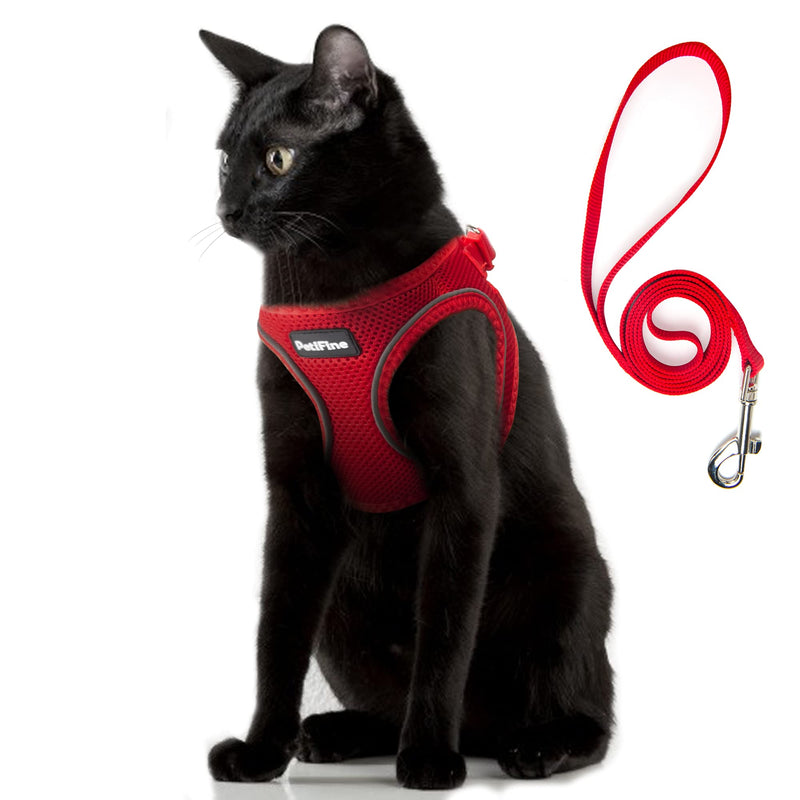 PetiFine Step in Dog Harness and Leash Set, Cat Harness and Leash Escape Proof, All Weather Mesh Reflective, Step-in Air Vest Harness for Cat Puppy Extra Small/Small/Medium Dogs… XXS | Neck: 11.4''-12.2'' Chest:12.6''-14.2'' | Red - BeesActive Australia