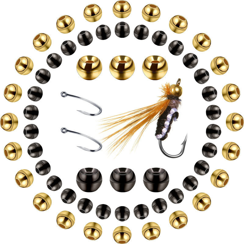 Skylety 240 Pieces Fly Hooks and Tungsten Beads Set Includes 90 Pieces Fly Tying Beads and 150 Pieces Fishing Hooks in 3 Sizes for Fishing Accessory - BeesActive Australia