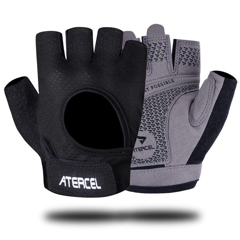 Atercel Weight Lifting Gloves Full Palm Protection, Workout Gloves for Gym, Cycling, Exercise, Breathable, Super Lightweight for Mens and Women Grey Black Large - BeesActive Australia