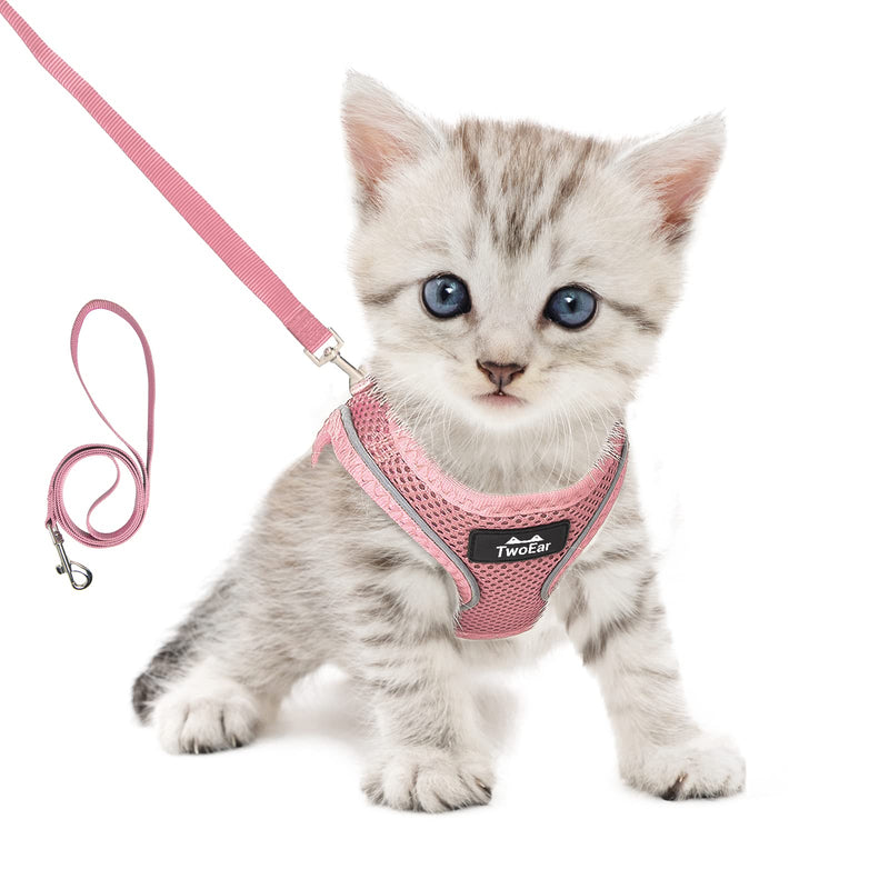 TwoEar Dog Vest Harness Reflective, No-Pull Pet Harness Easy Control with Breathable Mesh, Soft Puppy Step-in Harness No-Choke for Outdoor Walking, Training for Small Dogs XXXS(Neck:10.2-11.4"/Chest:11.4-12.6") Pink - BeesActive Australia