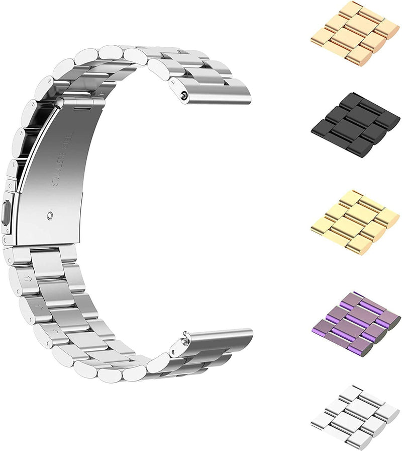 FitTurn Bands Compatible with Veryfitpro Smart Watch ID205 ID205L ID215G ID205U ID205S ID216 Uwatch 3 Uwatch Ufit Uwatch GT Quick Release Classic Stainless Steel Metal WatchBand (Silver) Silver - BeesActive Australia
