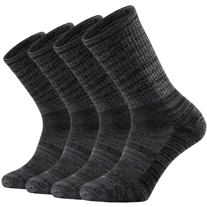 KMM Men's Merino Wool Cushion Crew Socks with Extra Thermal Moisture Control for Outdoor Hiking Hiker 10-13 Black - BeesActive Australia