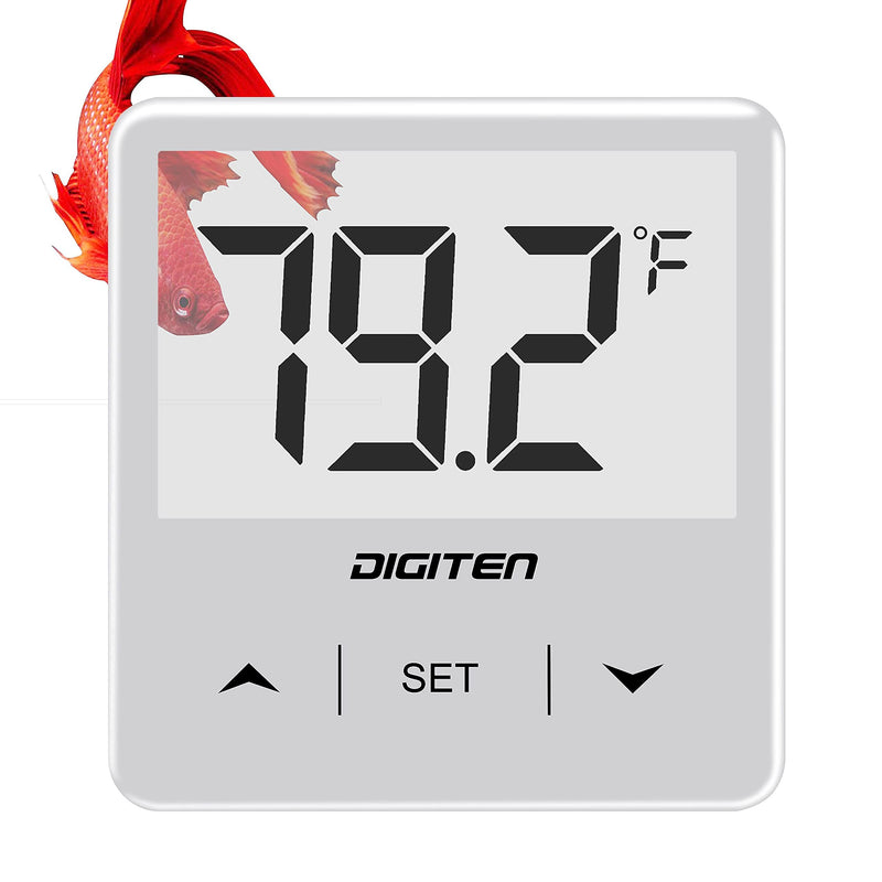 DIGITEN Aquarium Thermometer Digital Fish Tank Thermometer with Large LCD Display Stick On Water Terrarium Temperature Sensor Gauge for Reptiles Turtle Amphibians White - BeesActive Australia