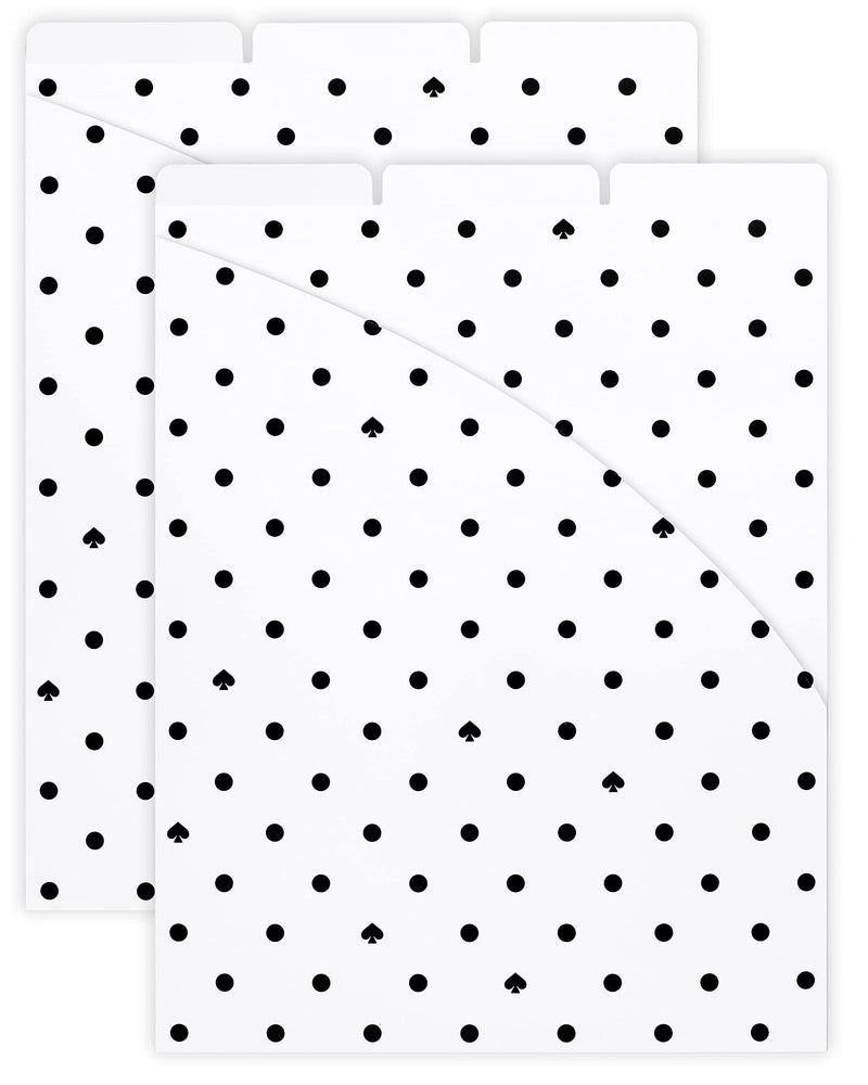 Kate Spade New York Vertical File Folder Set of 6, Letter Size/A4 Filing Organizers with Sticker Labels, Black Spade Dot - BeesActive Australia