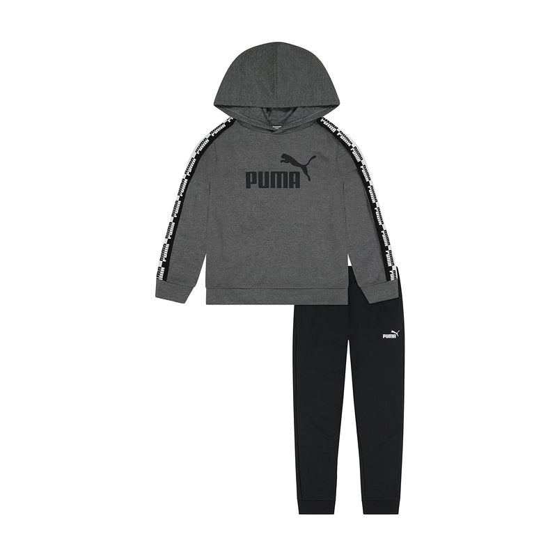 PUMA boys Fleece Pullover Hoodie & Jogger Set 6 Charcoal Heather - BeesActive Australia