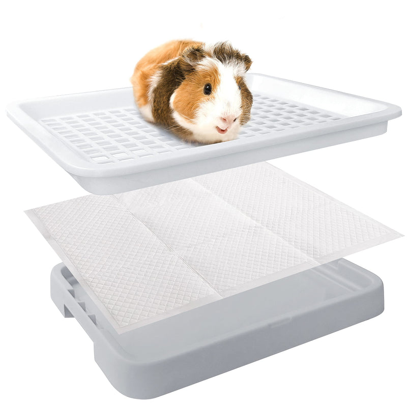 Moan&Miao Guinea Pig Toilet, Small Animal Potty Trainer Corner, Square Rat Litter Bedding Box with Small Broom, Dustpan, Small Pet Litter Toilet for Guinea Pigs, Chinchilla, Ferret,Galesaur, Hamster Grey - BeesActive Australia