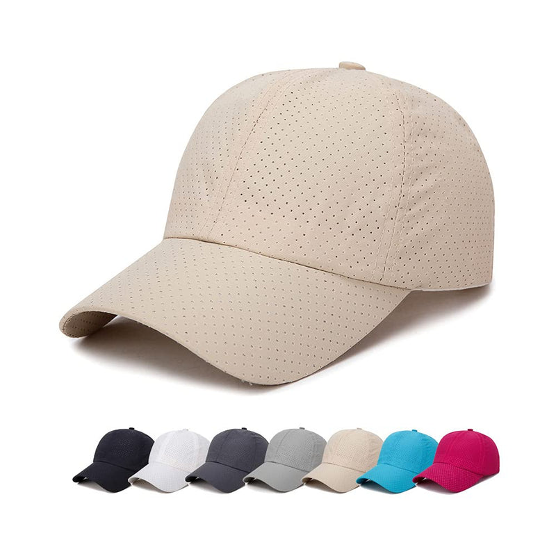 YuMENo Summer Mesh Baseball Cap Breathable Quick Dry Sports Running Trucker Hat for Men Women Khaki - BeesActive Australia