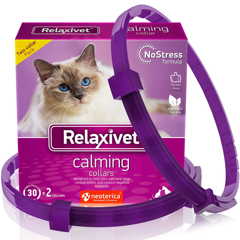 Cat Calming Collar & Pet Anti Anxiety Products - Feline Calm Pheromones Collars & Cats Stress Relief - Relaxivet Comfort Helps with Pee, New Zone, Aggression, Fighting with Dogs & Other Behavior 2 Count (Pack of 1) - BeesActive Australia