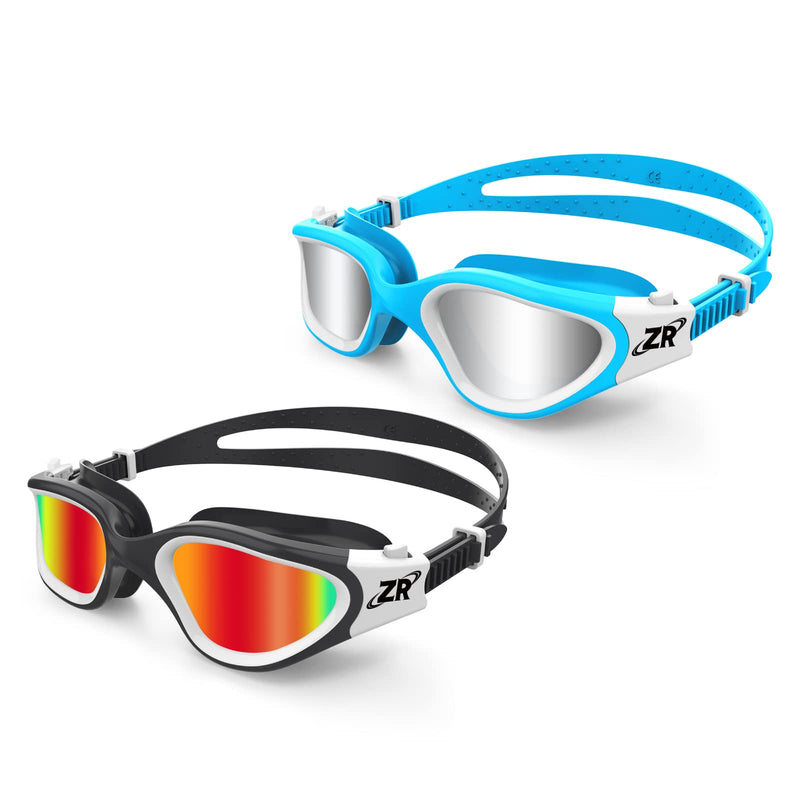 ZIONOR Kids Swim Goggles, 2 Packs G1MINI Polarized Swimming Goggles Girls/Boys Kids-polarized Whitered + Bluesilver - BeesActive Australia