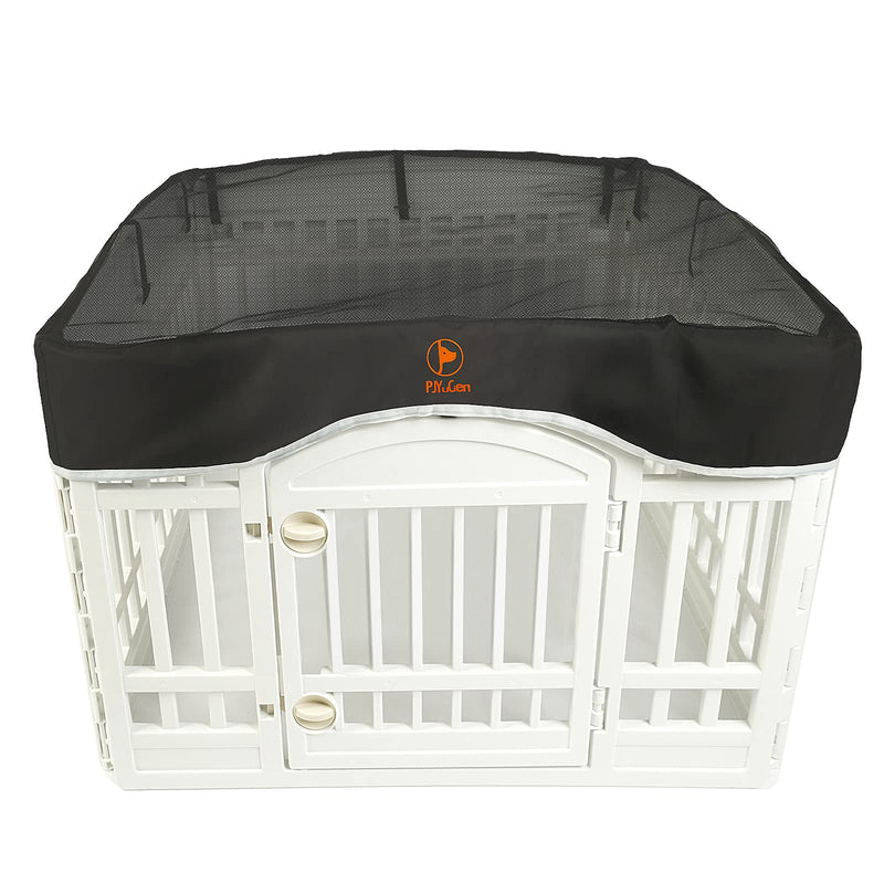 Dog Playpen Mesh Top Cover Pet Play Pen Cover-Keeps Pet Secure from UV Provides Shade Prevents Escape Pet Pen Cover Indoor Outdoor Black Fits 24 32 36 Inch Playpen-[PLAYPEN NOT Included!!!] 36 Inch 4 Panel Black - BeesActive Australia