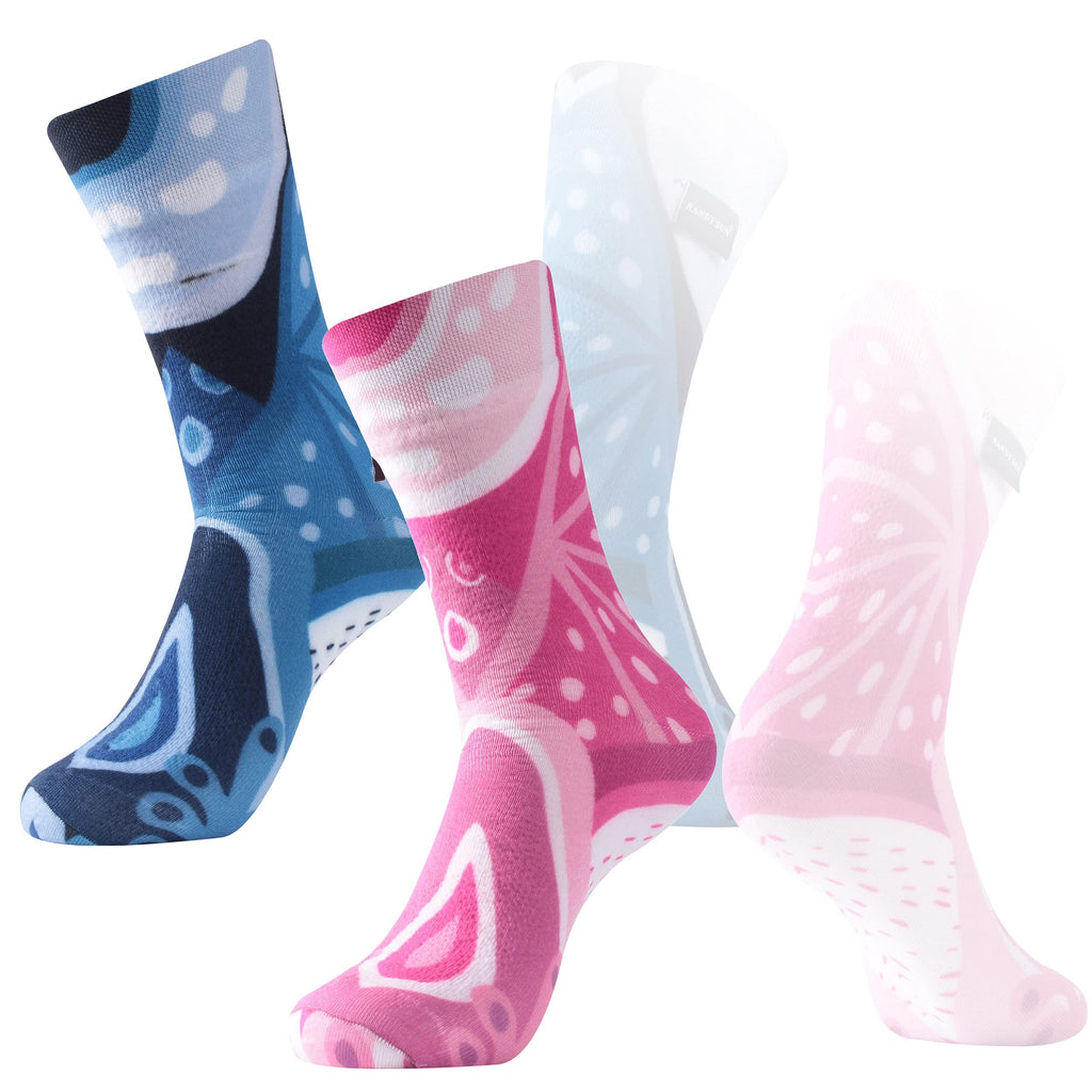 Ultra-thin 100% Waterproof Socks, RANDY SUN Boys Kids&Parent Outdoor Sports Sock For Hiking/Ski/Fishing 2 Pairs Blue and Pink Adults Small - BeesActive Australia