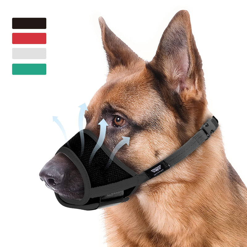 WONDAY Dog Muzzle for Small Medium Large Dogs, Dog Muzzles for Biting Barking and Chewing Puppy Muzzle Nylon Soft Mesh Breathable Adjustable Loop Muzzle Anti-Dropping L Black - BeesActive Australia