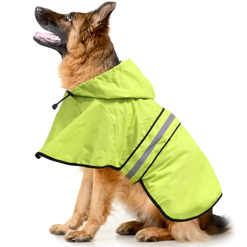 Ezierfy Reflective Dog Raincoat - Adjustable Raincoat for Dogs, Lightweight Hooded Dog Raincoats Poncho Slicker, Waterproof Rain Jacket Coat for Small, Medium, Large Dogs Walking Neon Green X-Large - BeesActive Australia