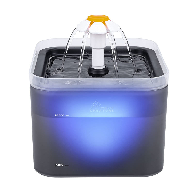 Fantasy Cat Water Fountain, 67oz/2L Automatic Cat Drinking Fountain, Pet Water Fountain with LED Light and Filter for Cats and Small Dogs Grey - BeesActive Australia