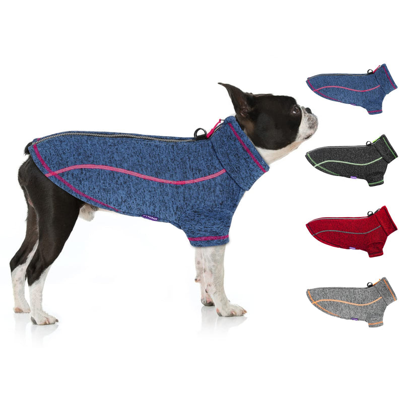 cyeollo Fleece Dog Sweater Reflective Zip Up Jacket Coat Dog Clothes Winter Coats for Small Medium Large Dogs Jackets Blue - BeesActive Australia
