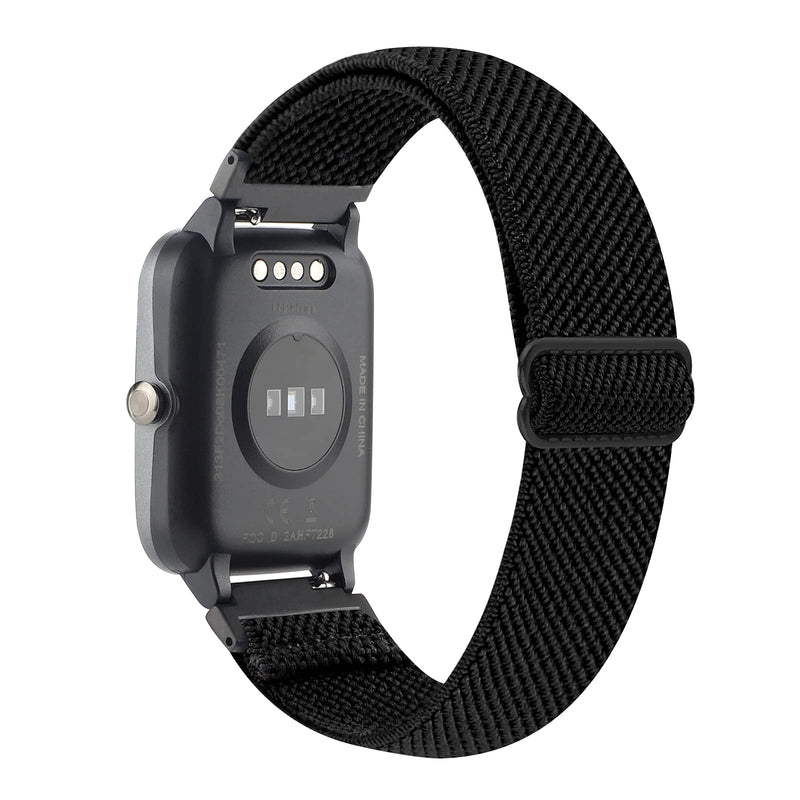 WONMILLE Adjustable Smartwatch Replacement Straps for SW021 ID205L/SW025 ID205S Sport Watch, Soft Nylon Stretchy Elastics Sport Wristband 19mm Bands Accessory (Black) Black - BeesActive Australia