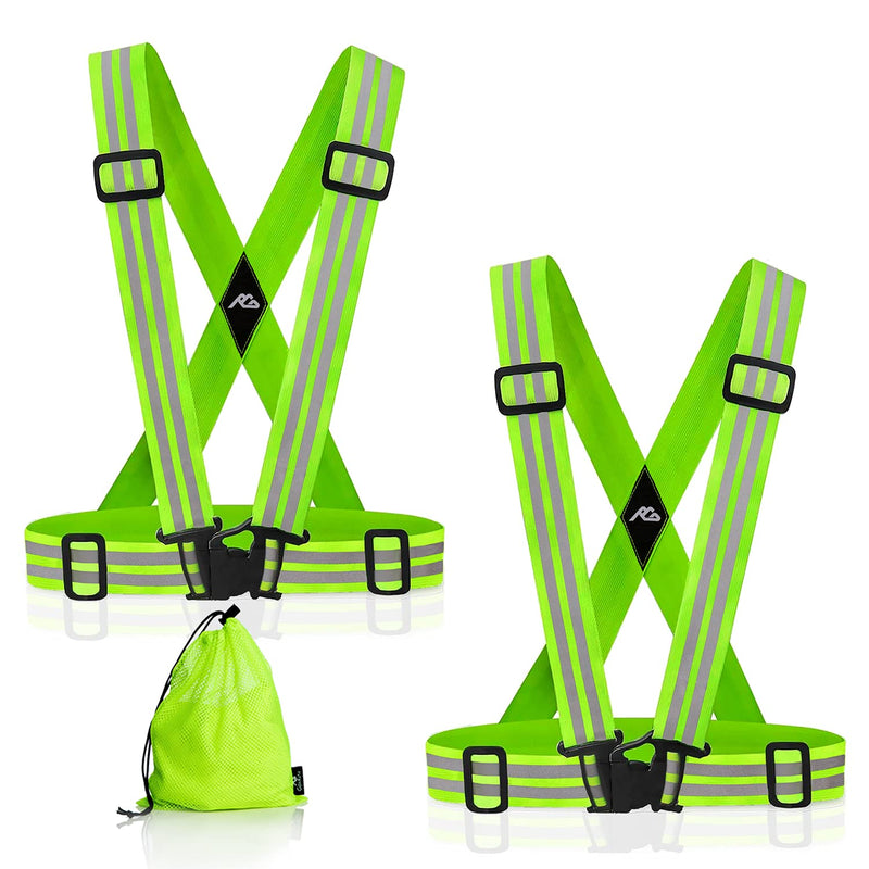 Oliumt Reflective Vest Running Gear 2 Pack,Reflective Running Vests Belt, Safety Running Vest for Night Running,Cycling Green Green - BeesActive Australia