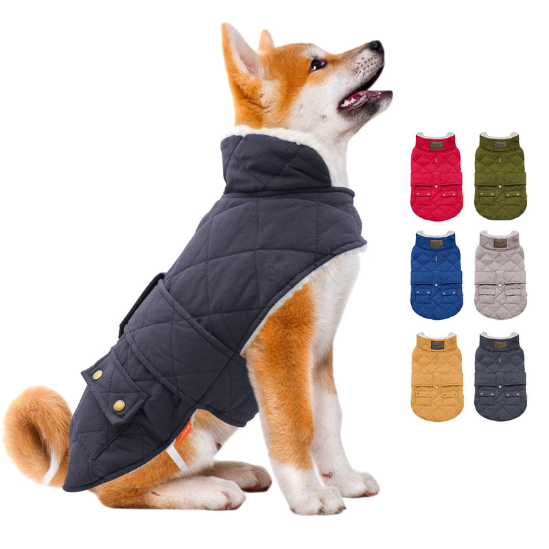 KYEESE Dog Cold Weather Coats Windproof Padded Sherpa Warm Dog Jacket for Small Medium Large Dogs with Leash Hole Dog Apparel XX-Large Gray - BeesActive Australia