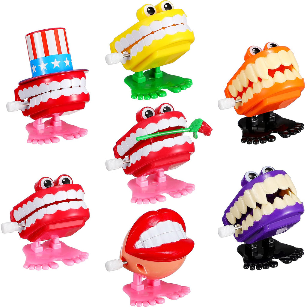Sumind 7 Pieces Chattering Teeth Wind up Walking Teeth Toys with Eyes Funny Joke Toys Teeth for Party Halloween Christmas Desktop Decoration - BeesActive Australia