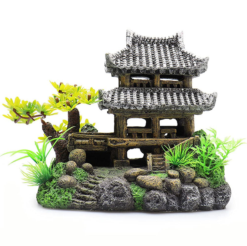 IBWell Classical Large Chinese Building Resin Aquarium Castle Decorations Fish Tank Ornaments #Building - BeesActive Australia