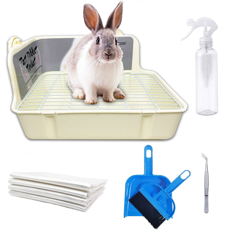 kathson Rabbit Litter Box Toilet, Bunny Potty Trainer Corner Litter Pan Small Animal Disposable Liner Bedding Supplies for Guinea Pigs, Chinchilla, Ferret, Gerbil (White) White - BeesActive Australia