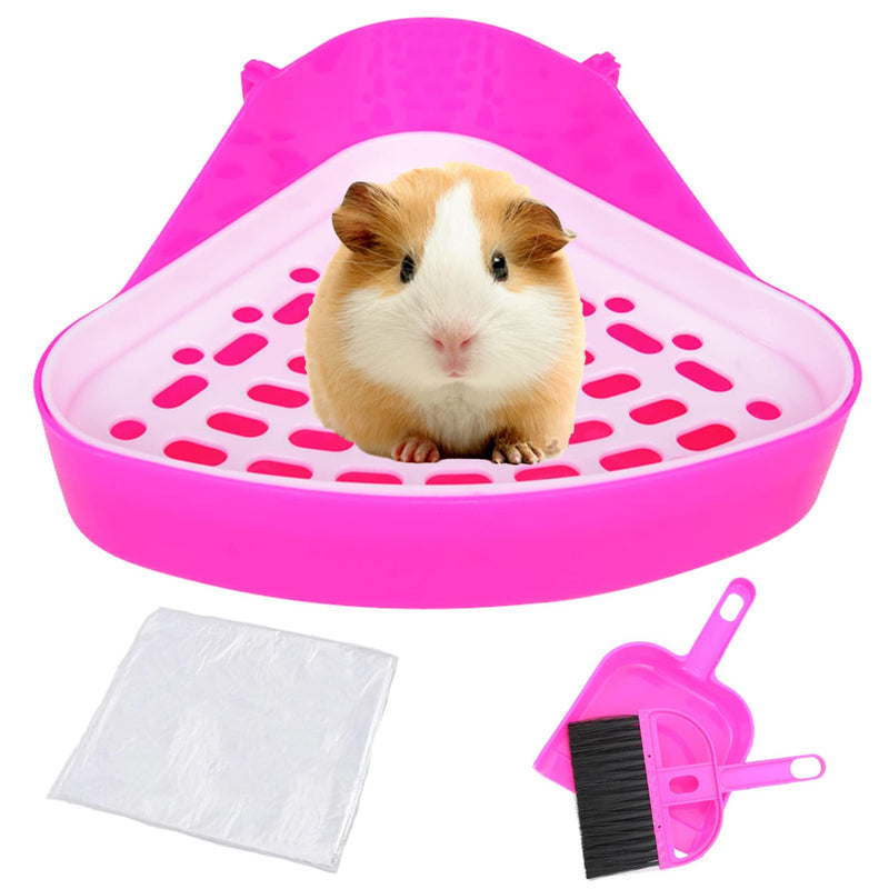 PINVNBY Guinea Pig Litter Box Triangle Potty Trainer Corner Litter Pan Bunny Litter Tray Hamster Plastic Corner Toilet Box for Chinchillas Ferret Small Animal Pink - BeesActive Australia