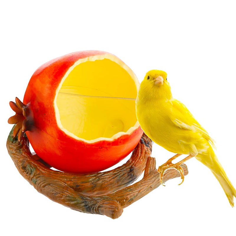 Bird Feeder Fruit Shape with Clamp Holder Cage-Pet Food & Water Bowl Parrot Food Box for Bird Macaw Budgie Parakeet Conure Lovebird Finch (Pomegranate Shape) - BeesActive Australia