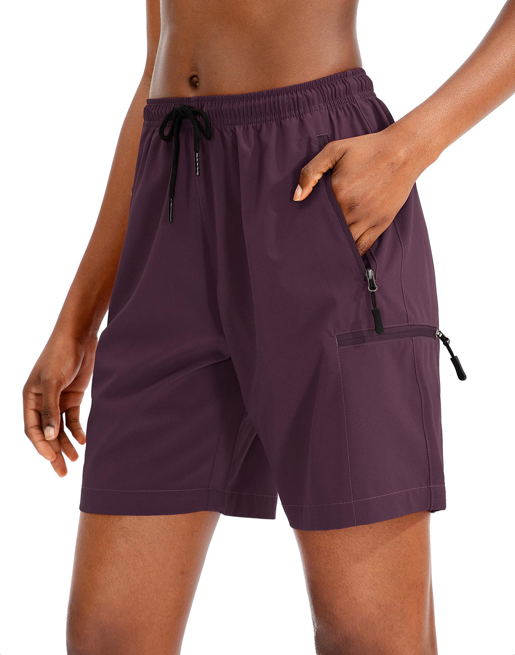 SANTINY Women's Hiking Cargo Shorts Quick Dry Lightweight Summer Shorts for Women Travel Athletic Golf with Zipper Pockets Purple XX-Large - BeesActive Australia
