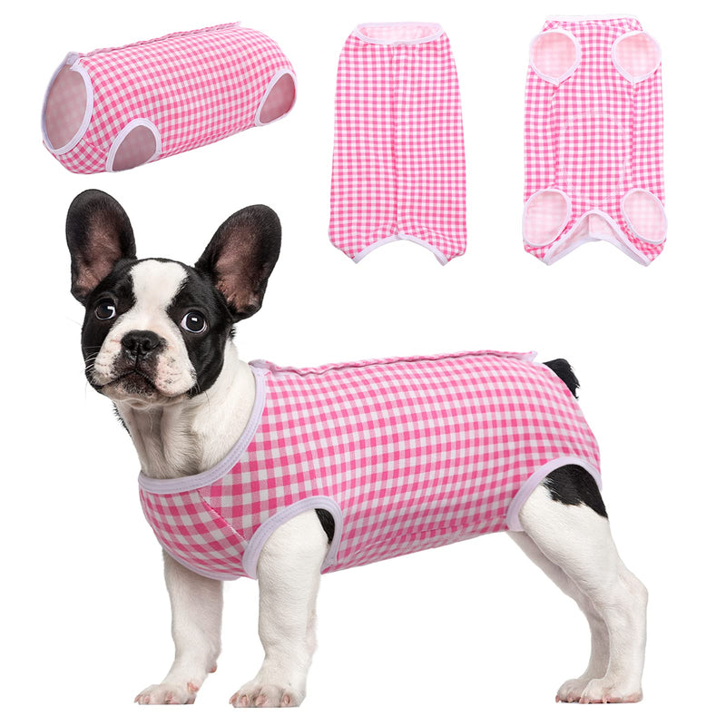 Kuoser Surgical Recovery Suit for Dogs Cats, Pet T-Shirt After Surgery Wear for Dogs, Dog Professional Recovery Suit Comfortable E Collar Alternative, Prevent Licking Onesies Pet Surgery Recovery Suit Medium (Pack of 1) Pink - BeesActive Australia