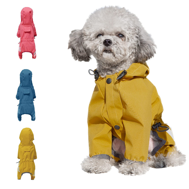 Cosibell Waterproof Puppy Dog Raincoats with Hood for Small Medium Dogs,Poncho with Reflective Strap, Lightweight Jacket with Leash Hole X-Large Yellow - BeesActive Australia