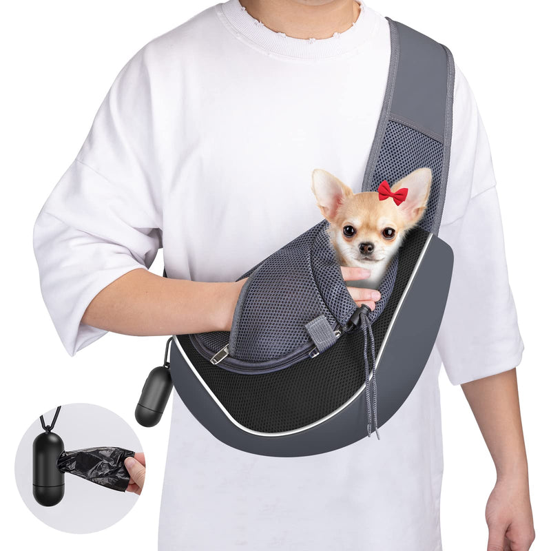 Nobleza Dog Sling Carrier, Breathable Mesh Adjustable Pet Sling Hand Free Puppy Sling Carrier for Small Medium Dog Cat Rabbit Black reflective - BeesActive Australia