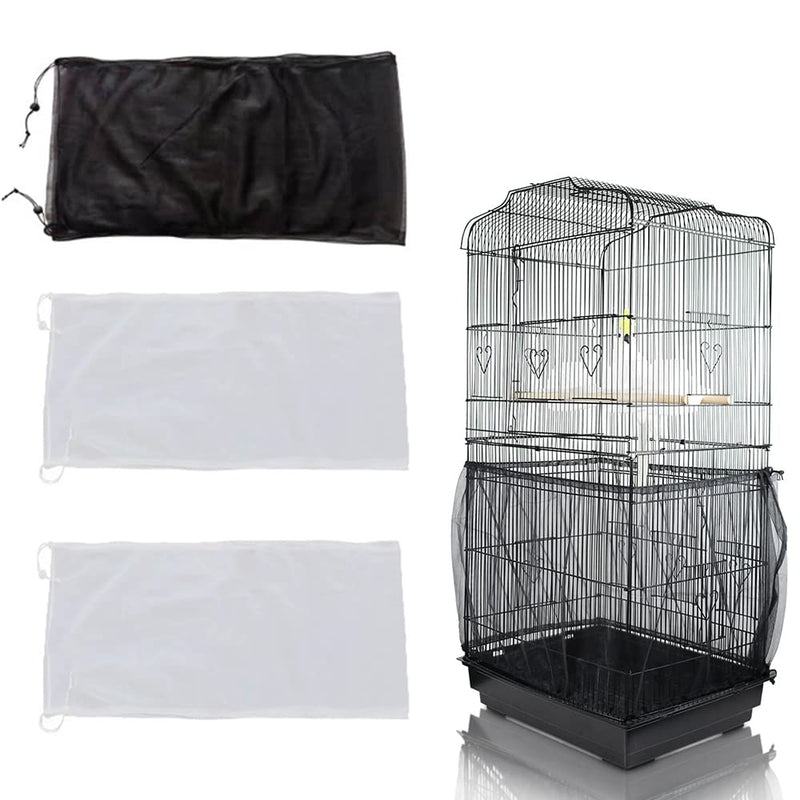 SYOOY 3 Pieces Birdcage Seed Catcher Bird Cage Cover Nylon Mesh Net Skirt Guard for Parrot Parakeet Macaw African Round Square Cage Adjustable Durable Breathable Washable Material - BeesActive Australia