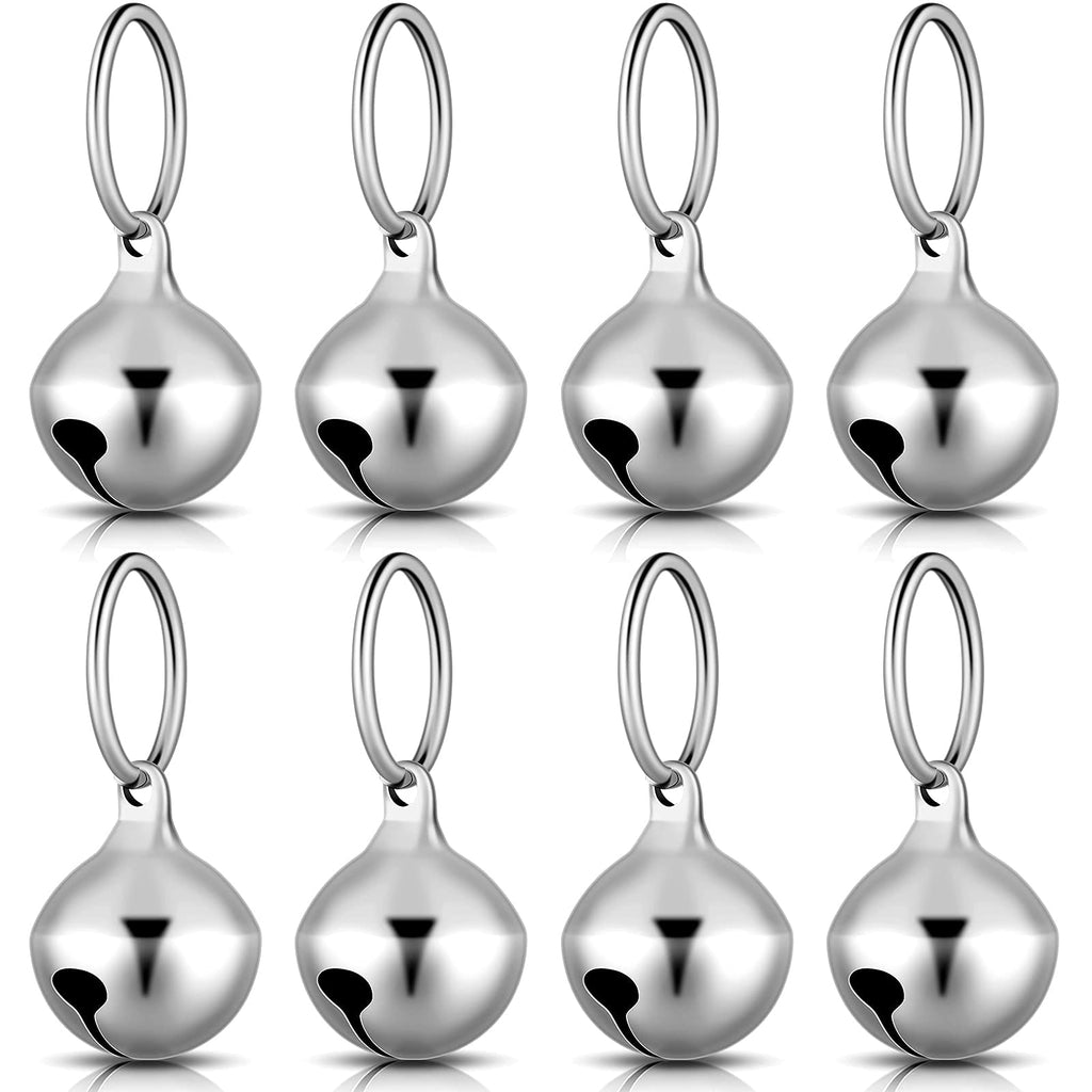 8 Pieces Collar Bells for Small Dogs Cat Bells Collar for Puppy Hanging Ring Bells Decoration Pets Tracker DIY Crafts Accessories for Pets Daily Use (Silver) Silver - BeesActive Australia