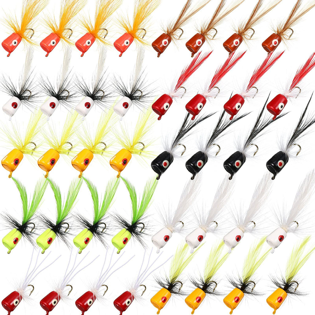Fly Fishing Flies Fly Poppers Panfish Poppers Dry Flies Fly Fishing Popper Lures for Trout Salmon Bass (40 Pieces) - BeesActive Australia