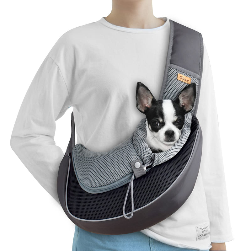 Cuby Pet Dog Sling Carrier Breathable Mesh Hand Free Adjustable Travel Safe Sling Bag Carrier for Puppy Dogs Cats L（12-17 lbs） Black - BeesActive Australia