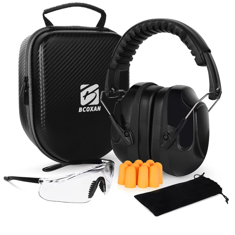 Shooting ear protection safety eamuffs, Gun range hearing protection, Shooting safety glasses, Ear plugs, carrying case Black - BeesActive Australia