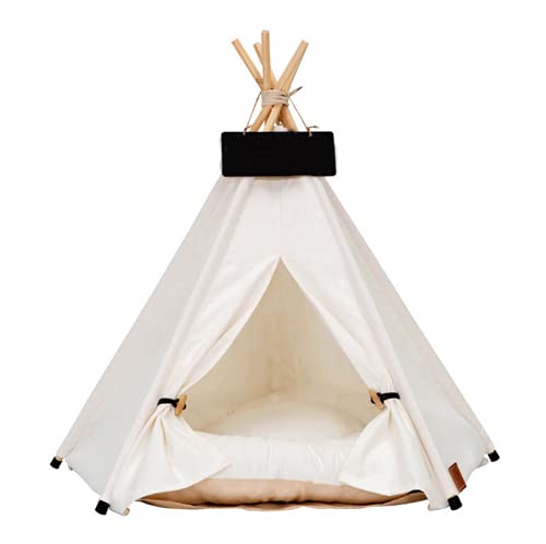 Scnbom Pet Teepee for Small Dogs or Cats Portable Tent Puppy Sweet Bed Washable Dog or Cat Houses with Cushion M: Size fits 22 pounds (pets below) - BeesActive Australia