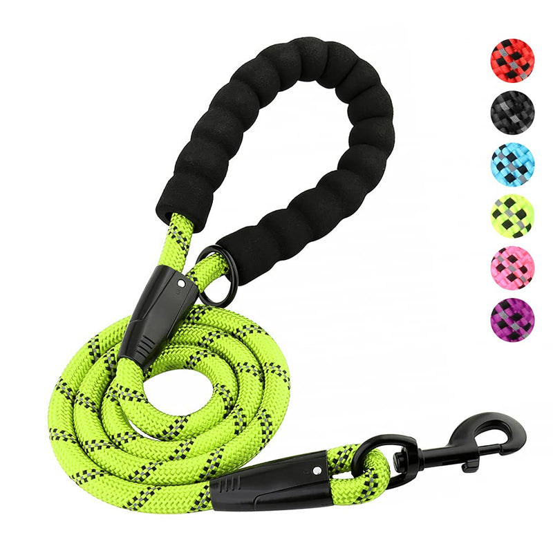 Plutus Pet Heavy Duty Rope Dog Leash with Comfortable Padded Handle, Highly Reflective Strong Sturdy 4/5/6 FT Dog Leash for Small Medium Large Dogs 1/2"×4' GREEN - BeesActive Australia