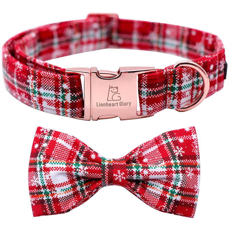 Lionheart glory Dog Collars Adjustable Soft Dog Collars with Bowtie, Pet Collars Bow Tie for X-Small Small Medium Large Dogs Collar&Bow-M A:Christmas Red - BeesActive Australia