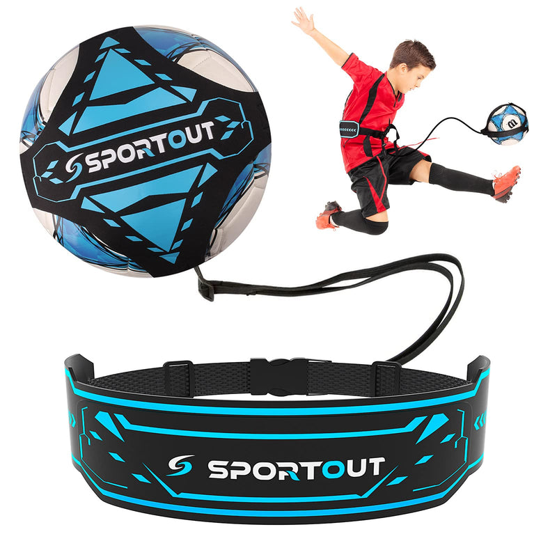 Sportout Hands Free Solo Soccer Trainer, Kick Trainer, Soccer Training Aid Widened Side Waist Protection, Two-Way Adjustment of Belt Length, Fit for Balls Size 3 4 5, Kids and Adults Blue - BeesActive Australia