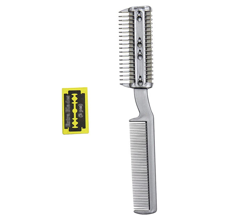 Pet Hair Thinning Comb Dog Hair Trimmer Hair Cutter Comb with Extra Blade Dual-end Double-Sided Dog Comb Pet Grooming Tool One Size Silver - BeesActive Australia