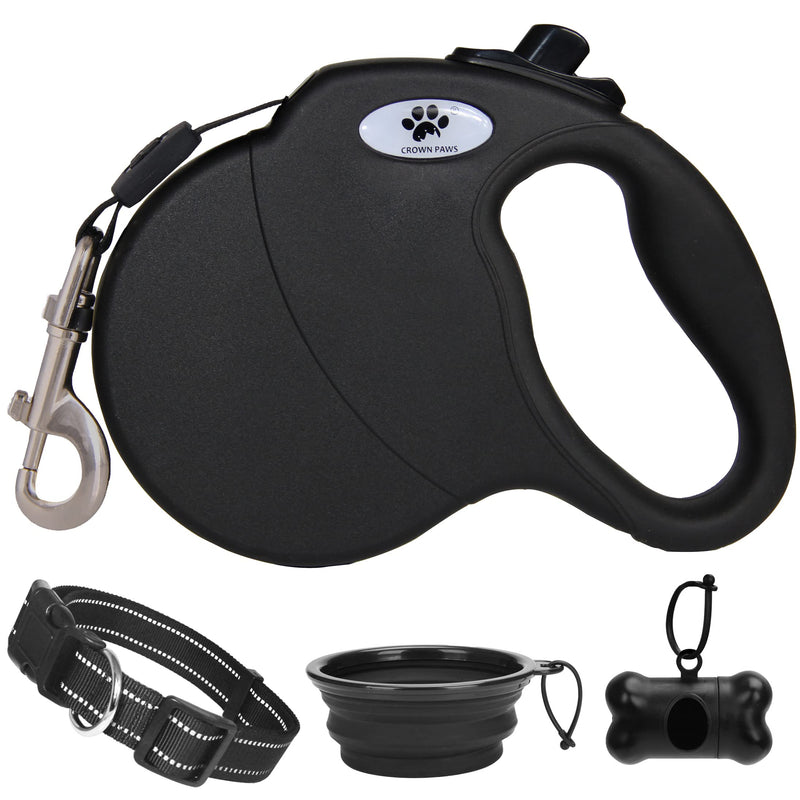 CROWN PAWS Heavy Duty Retractable Dog Leash with Anti-Slip Handle;Tangle-Free, Strong Nylon Tape Large black - BeesActive Australia