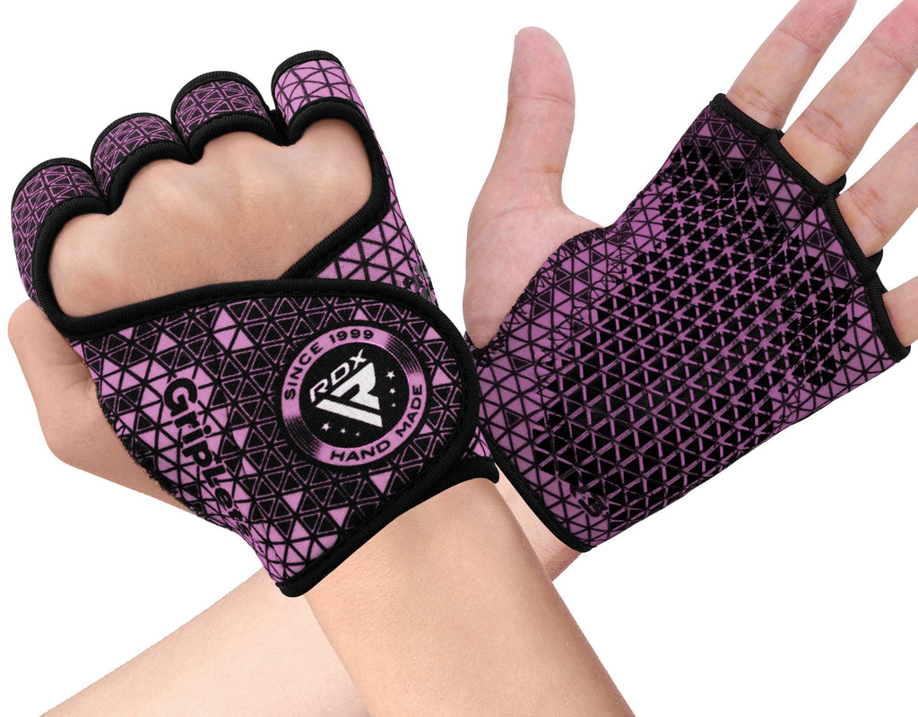 RDX Weight Lifting Gloves Grip, Non Slip Neoprene Ventilated Gym Barehand Gripper, Silicon Palm Protection, Powerlifting Fitness Strength Training Bodybuilding, Chin Pull ups Bar Calisthenics Workout Purple X-Small-Small - BeesActive Australia